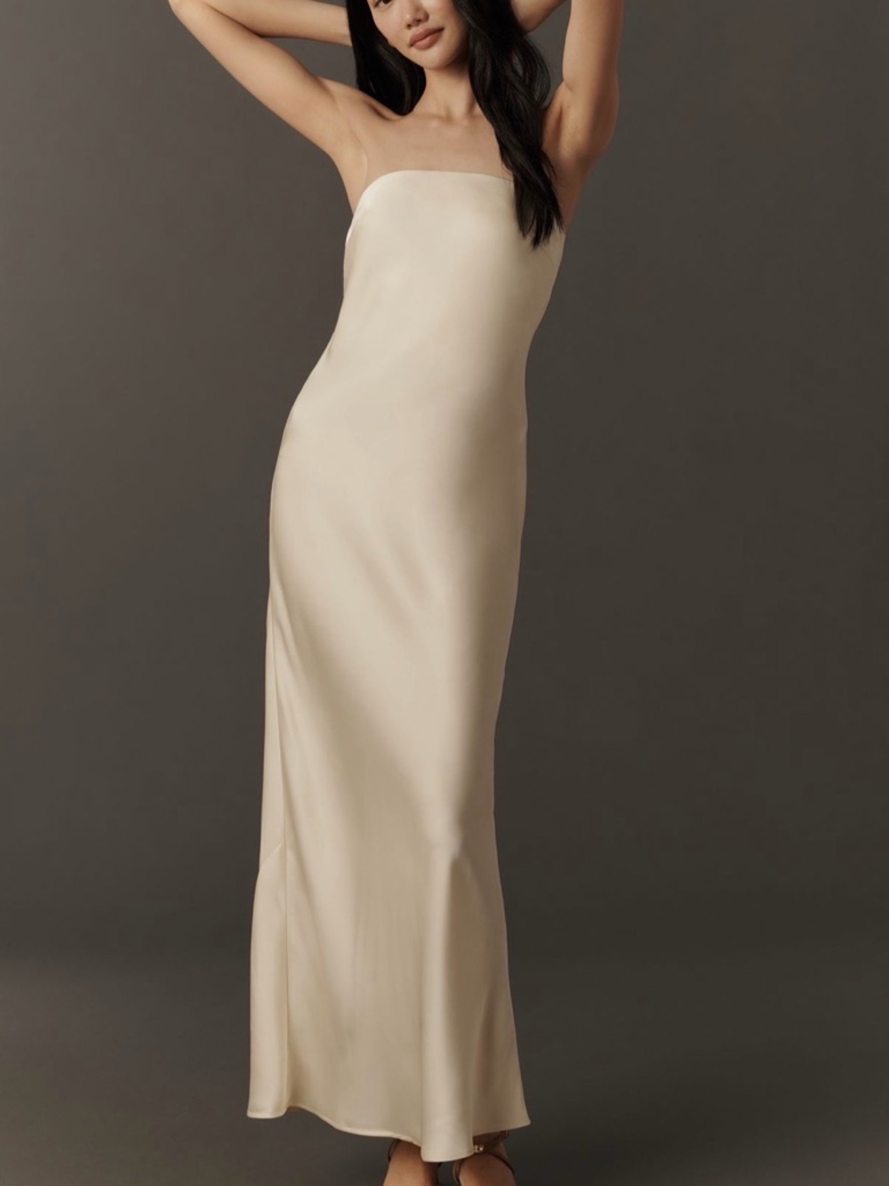 Fleur Strapless Satin Maxi Slip Dress